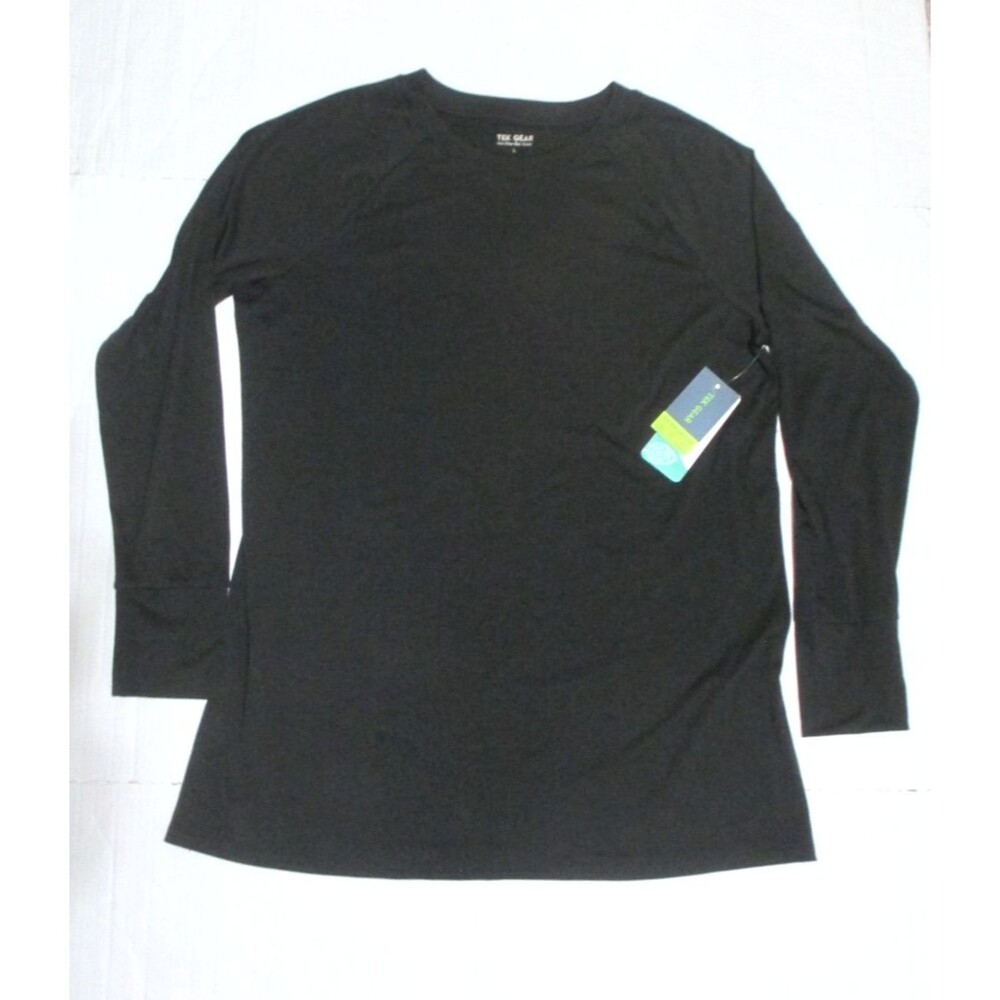 NWT Tek Gear On the Go Mens L Black Long Sleeve Top Lightweight